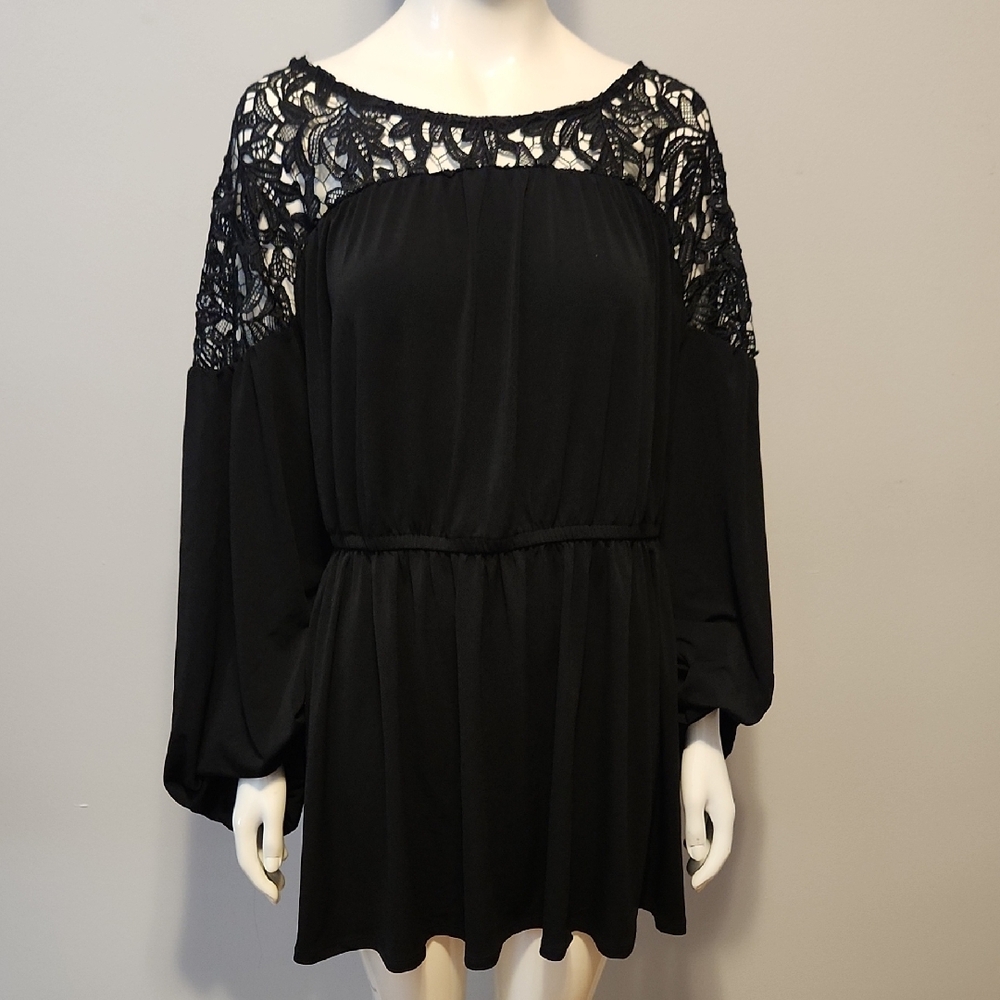 Torrid Black Lace Tunic Blouse